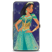 Hinged Wallet - Jasmine 2019 Standing Pose Stars Purple Gold