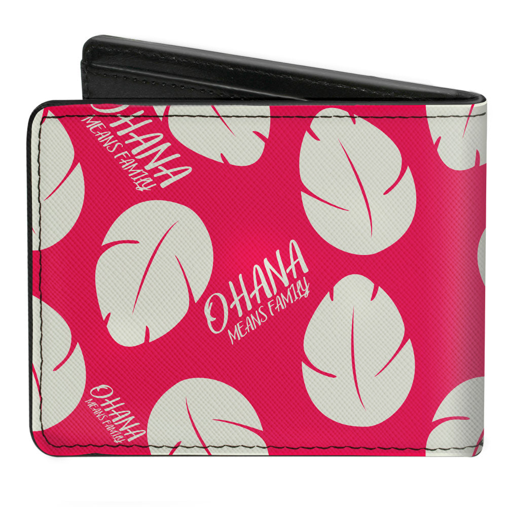 Bi-Fold Wallet - Lilo & Stitch OHANA MEANS FAMILY Bounding Lilo Dress Leaves Red White