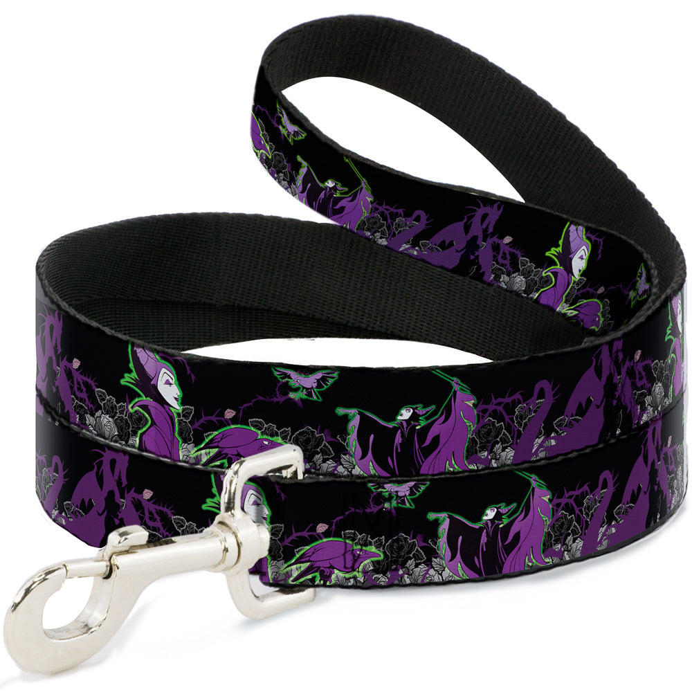 Dog Leash - Maleficent & Diablo Black Roses/Purples