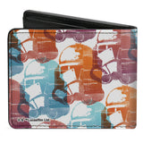 Bi-Fold Wallet - Star Wars The Clone Wars Clone Trooper Helmet Weathered White Multi Color Black