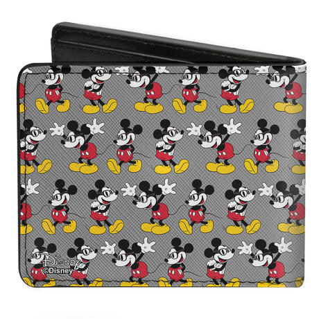 Bi-Fold Wallet - Nerdy Mickey Mouse 3-Pose Stripe Gray