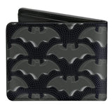 Bi-Fold Wallet - Batman Bat Emblem Turns Dots Black Grays