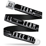 Winchester Logo Full Color Black White Seatbelt Belt - SUPERNATURAL TEAM FREE WILL/Impala Black/White Webbing