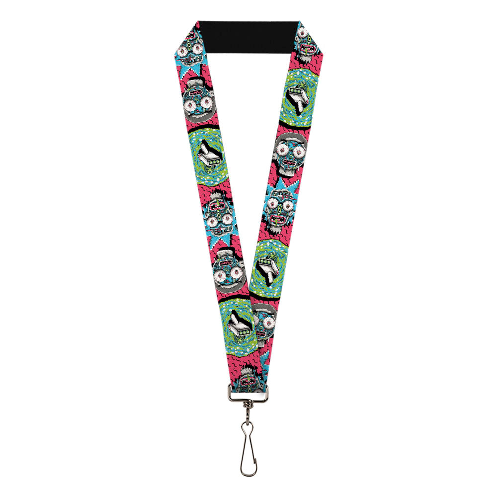 Lanyard - 1.0" - Rick and Morty Circuit Faces Portal Gun Pixelverse Pink