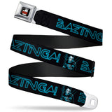 THE BIG BANG THEORY Full Color Black White Red Seatbelt Belt - Sheldon/BAZINGA! Black/Blue Glow Webbing