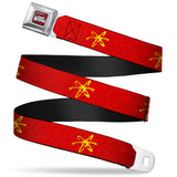 The Adventures of Jimmy Neutron Logo Full Color Red/Blues Seatbelt Belt - Jimmy Neutron Atoms & Molecules Red/Yellow Webbing