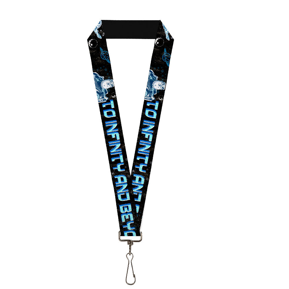 Lanyard - 1.0" - Buzz Poses Stars TO INFINITY AND BEYOND Black Blues