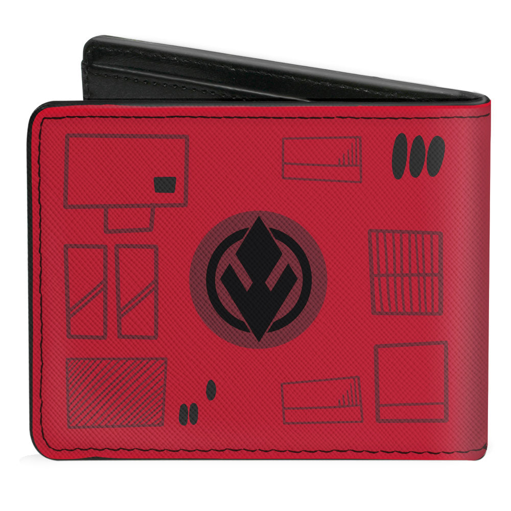 Bi-Fold Wallet - Star Wars Sith Trooper Face + Sith Trooper Insignia Red Gray Black