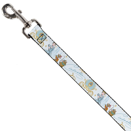 Dog Leash - Cinderella Pumpkin Coach and Mice Pose with Script White/Blues