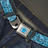 Blue's Clues Paw Full Color Blues Seatbelt Belt - Blue's Clues Blue Poses Scattered Blues Webbing