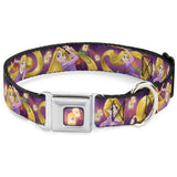 Tangled Lights Light Full Color Purple/Gold Seatbelt Buckle Collar - Rapunzel 4-Tangled Poses/Pascal/Lights Light Purples