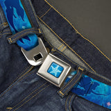 Ariel Daydreaming Full Color Blues Seatbelt Belt - Ariel Silhouette Poses/Castle Blues Webbing