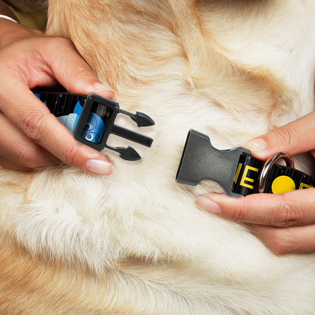 Plastic Clip Collar - Joy Poses/Rain ONE OF THOSE DAYS Black/Gray/Blues/Yellow