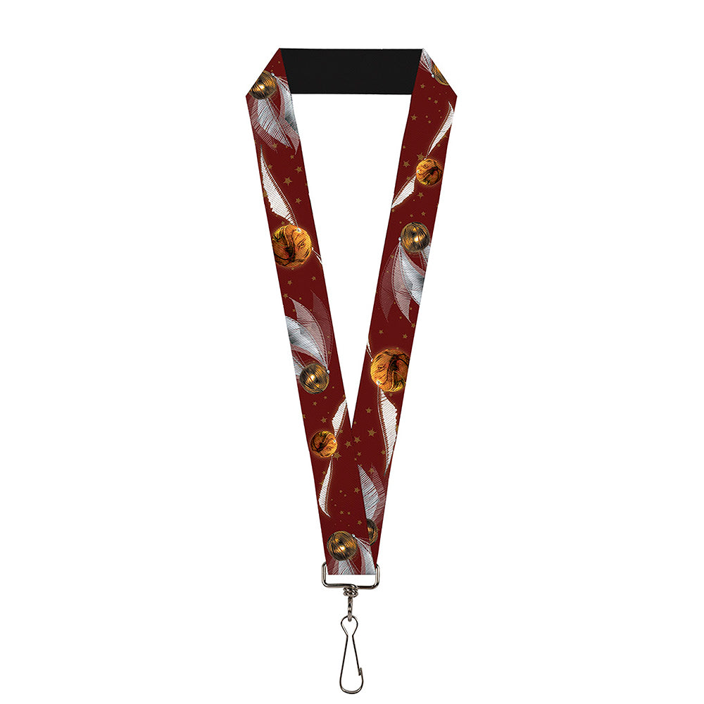 Lanyard - 1.0" - Flying Quidditch Ball Stars Burgundy Gold