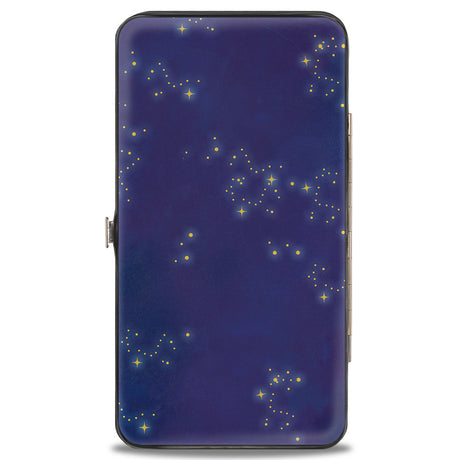 Hinged Wallet - Jasmine 2019 Standing Pose Stars Purple Gold