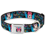 Minnie Mouse Winking CLOSE-UP Full Color Multi Color Seatbelt Buckle Collar - Minnie Mouse Hoody & Headphone Poses Gray/Multi Color