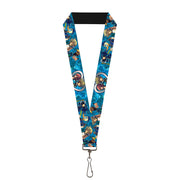 Lanyard - 1.0" - Kingdom Hearts 6-Character Pose2 Turquoise Blues