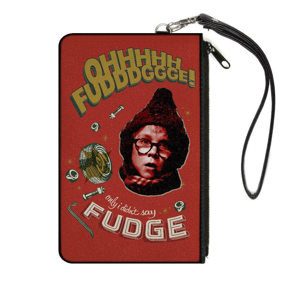 Canvas Zipper Wallet - LARGE - A Christmas Story Ralphie OH FUDGE! Collage Reds Greens