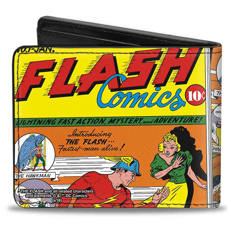 Bi-Fold Wallet - Classic FLASH COMICS Issue #1 Introducing Flash Cover Pose