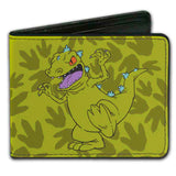 Bi-Fold Wallet - Rugrats Reptar 2-Poses Footprints Scattered Greens