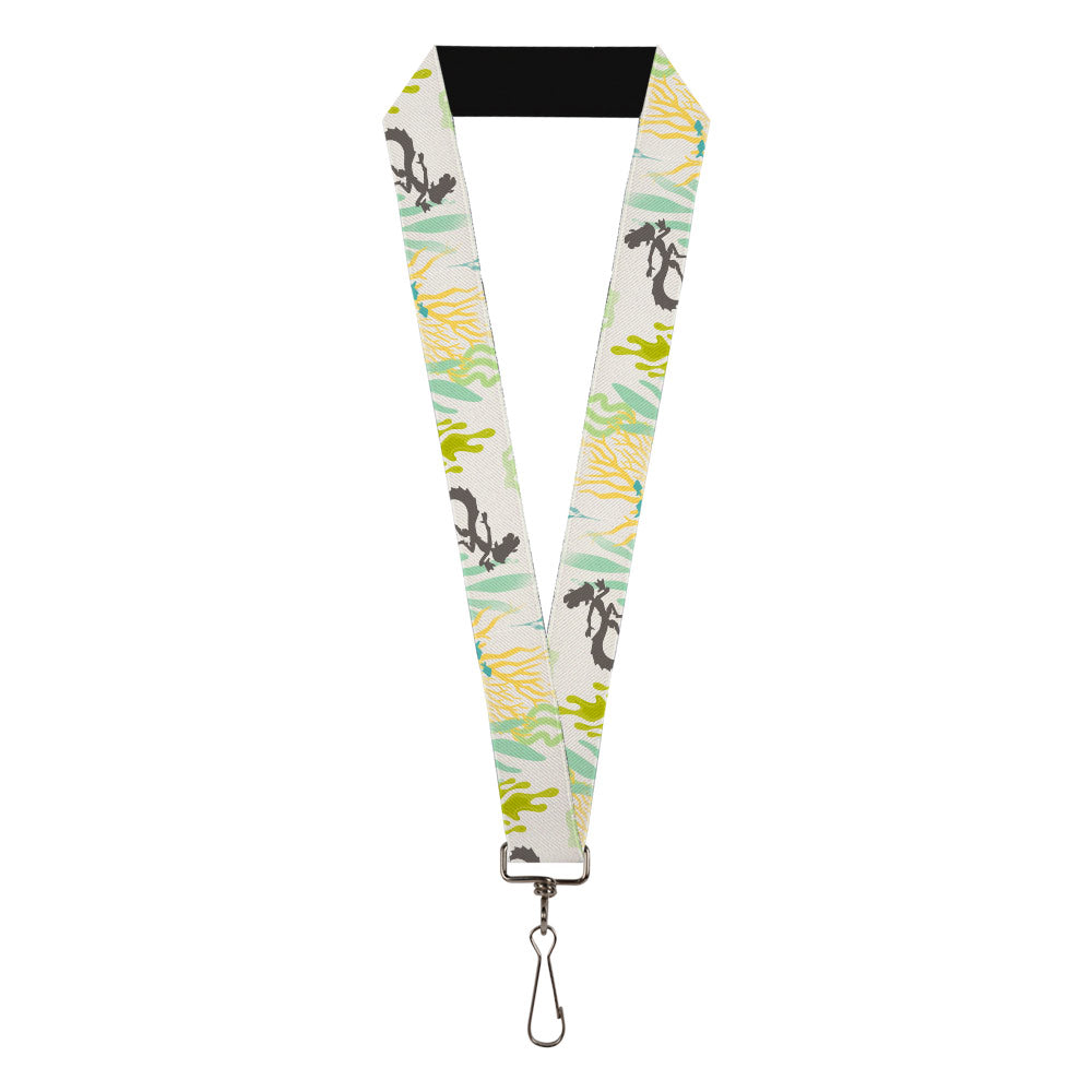 Lanyard - 1.0" - Luca Alberto Sea Monster Underwater Silhouette White Multi Color