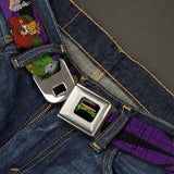 Classic TMNT Logo Full Color Seatbelt Belt - Classic Teenage Mutant Ninja Turtles Group & Villain Poses Purple Webbing