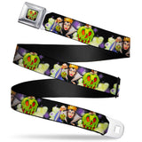 Evil Queen's Poisoned Apple Full Color Black Red Greens Seatbelt Belt - Evil Queen Poisoned Apple Pose/Poisoned Apple CLOSE-UP Black/Greens/Purples Webbing