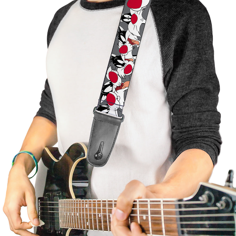 Guitar Strap - Sylvester the Cat Expressions Gray