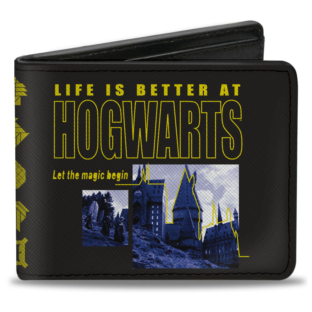 Bi-Fold Wallet - Harry Potter LIFE IS BETTER AT HOGWARTS Scenes Black Yellow Grays