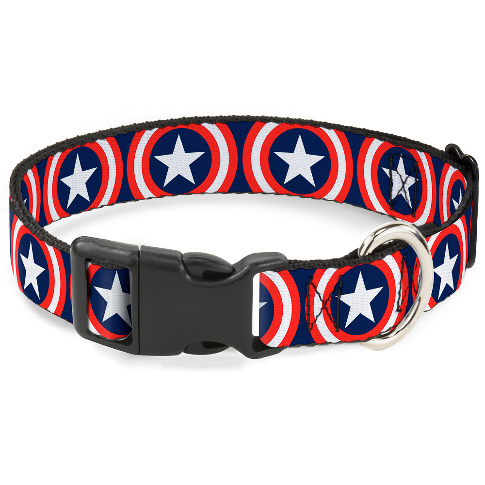 Plastic Clip Collar - Captain America Shield Repeat Navy