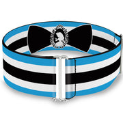 Cinch Waist Belt - Alice in Wonderland Stripe Bow Silhouette Blue Black White