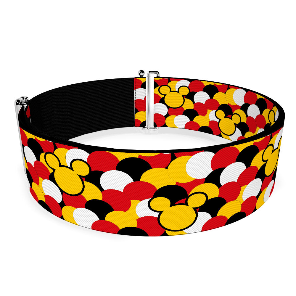 Cinch Waist Belt - Mickey Mouse Head Silhouette Scattered Dots Red White Black Yellow