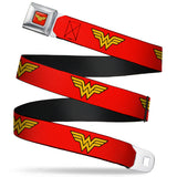 Wonder Woman Logo Full Color Red Seatbelt Belt - Wonder Woman Logo Red Webbing