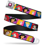 Princess Gem Heart Full Color Black Pink Seatbelt Belt - Disney Princess Blocks Webbing