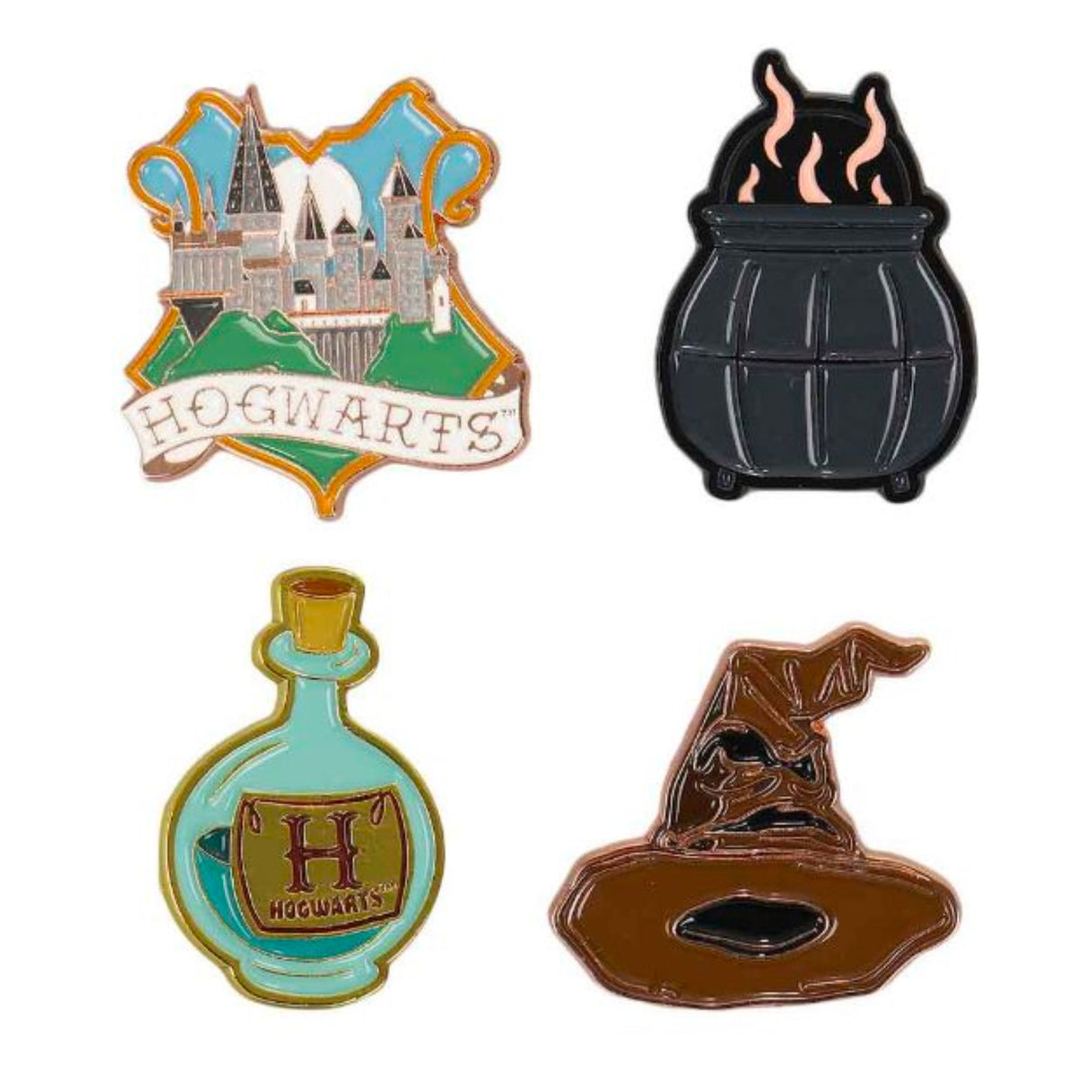 Harry Potter Hogwarts School of Witchcraft and Wizardy 4 Pack Enamel Pins