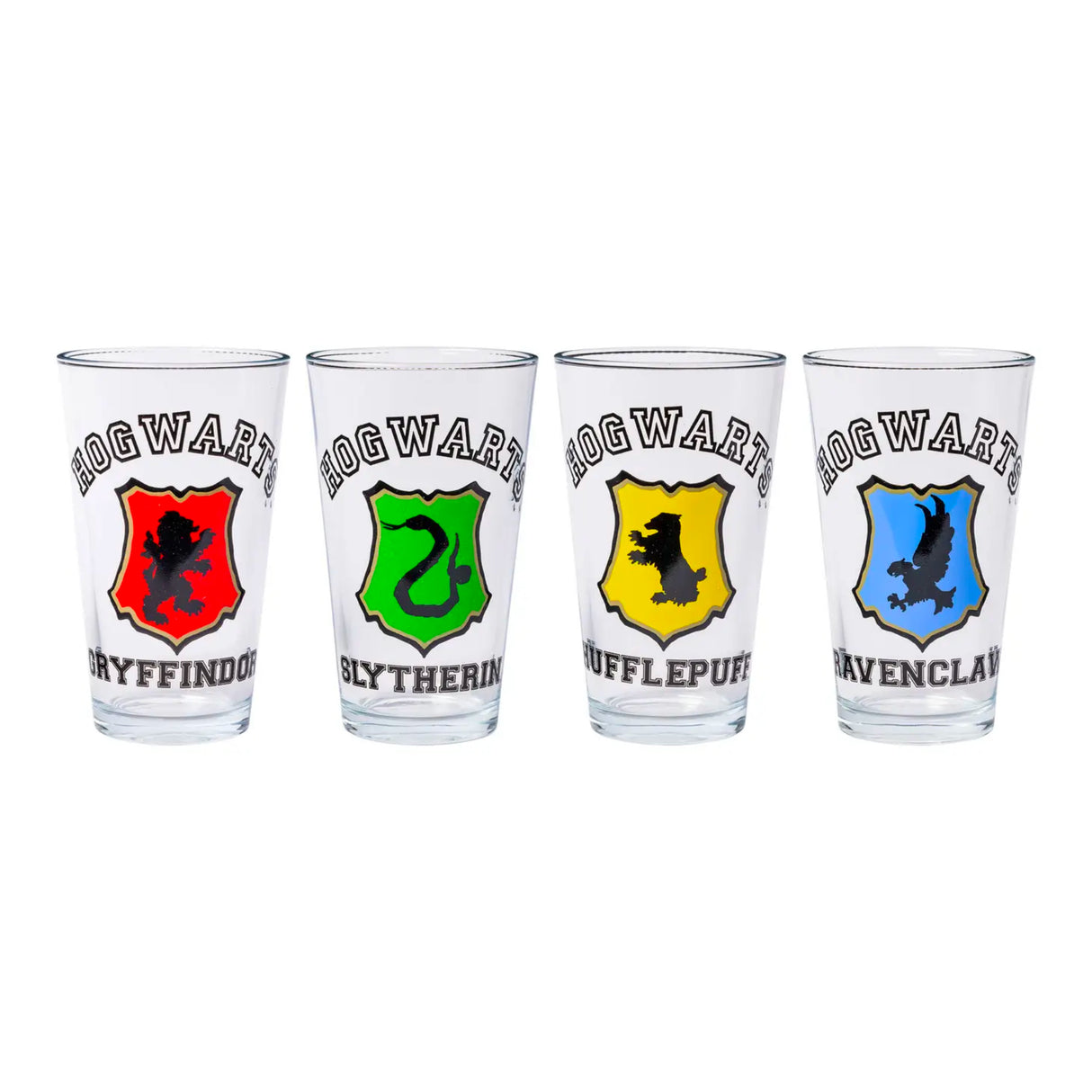 Harry Potter Hogwarts Crests 4 Piece 16oz Pint Glass Set